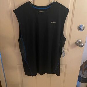 ASICS Black and Blue XL Sleeveless T Shirt